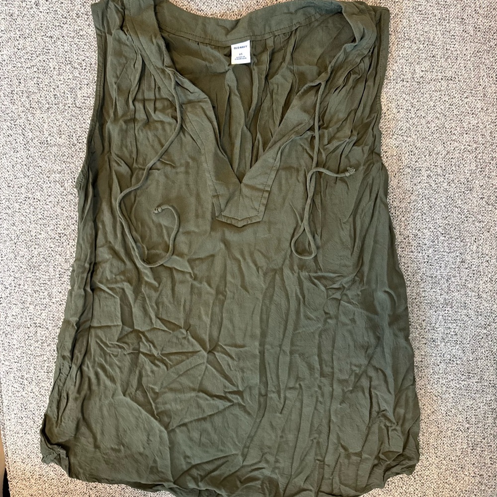 Old Navy Olive Green V-Neck Blouse